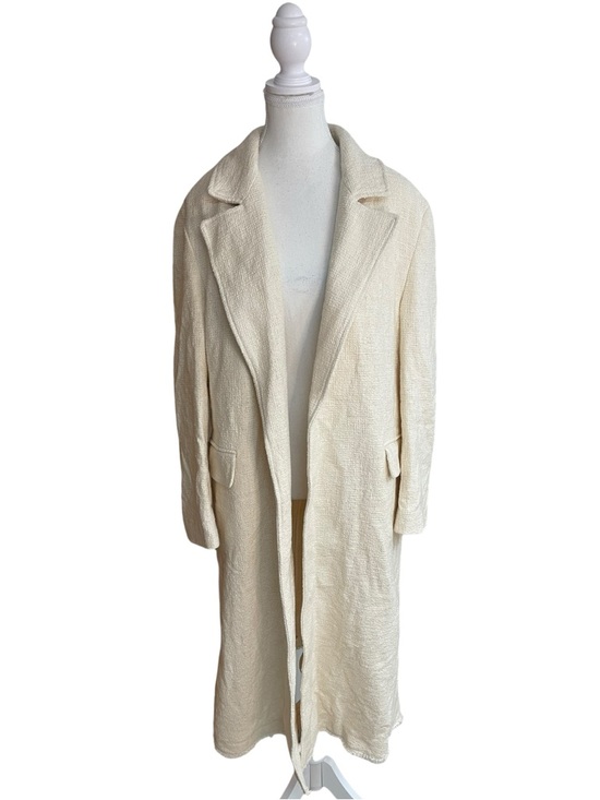 Zara Jackets & Blazers - Zara Rustic Long Textured Coat Ecru Ivory